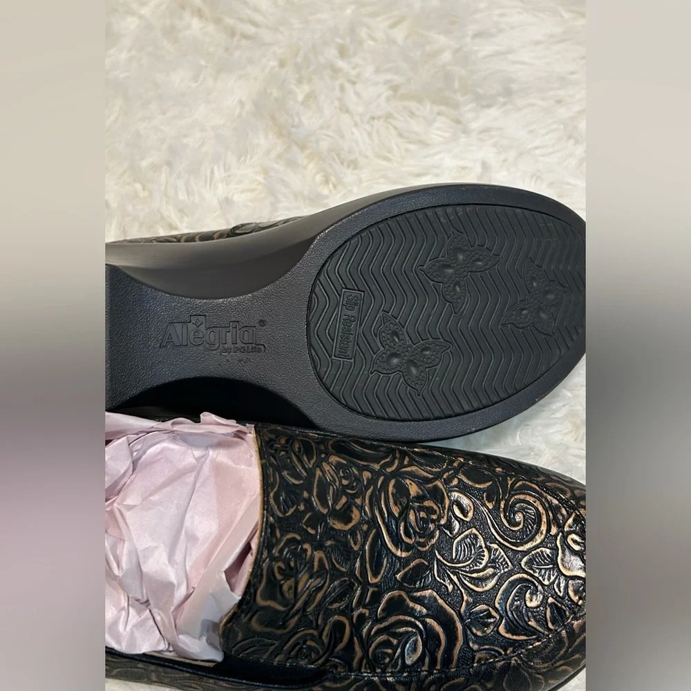 ALEGRIA EMMA Rose Bronze Bouquet Career Slip On Shoes size 37/ usa 7